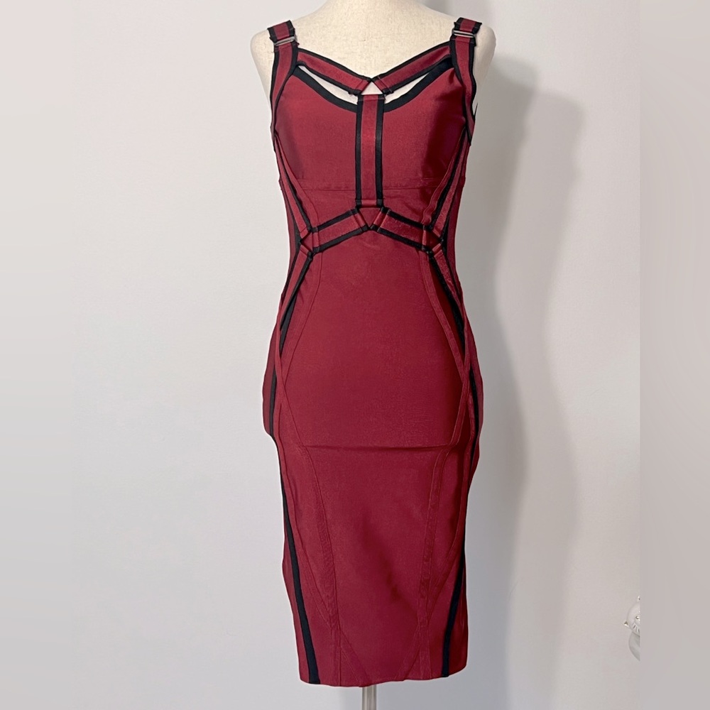 Bandage Dress | Size S | Red wine and black combination